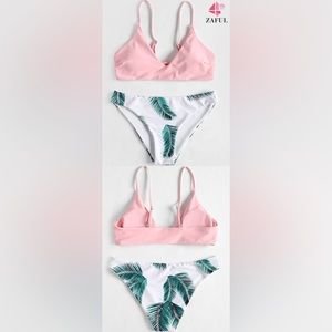 ZAFUL pink and green bikini